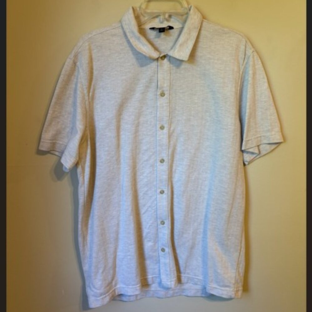 Banana Republic Light Cream Short Sleeve Button-Up Shirt Men's Size L